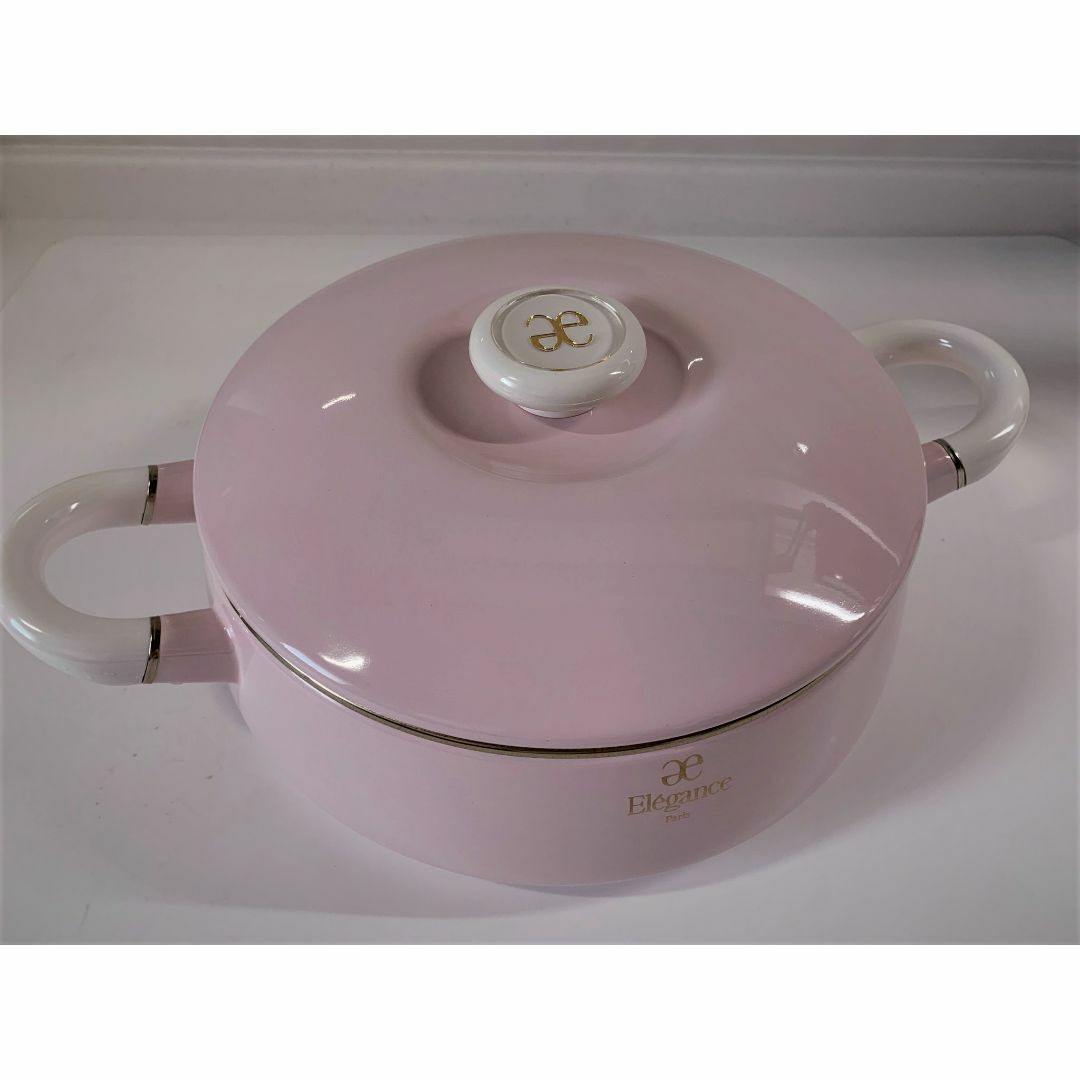 富士ホーロー - Elegance Paris(エレガンス)浅型 ホーロー鍋 ピンクの