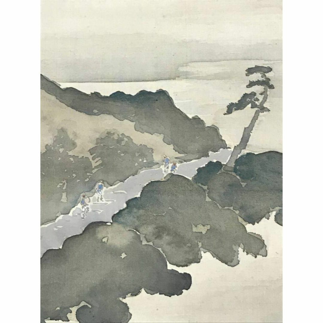 真作】京月/富士見街道図/富士山図/山水図/掛軸☆宝船☆AB-826の通販