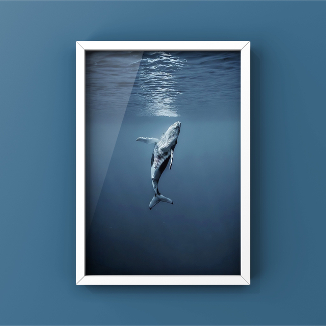 452】アートポスター クジラ 海中 ブルー 神秘の通販 by かえるちゃん