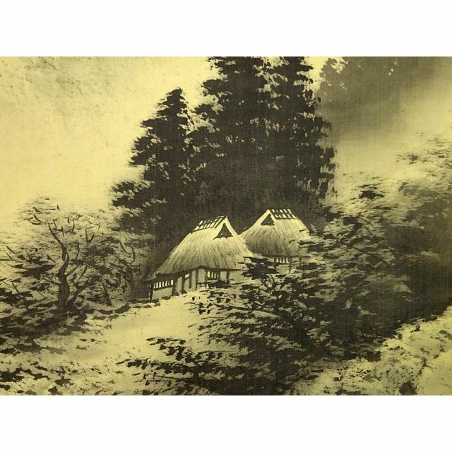 掛軸 小林渓月『水墨山水図』絹本 肉筆 共箱付 掛け軸 a11306の通販 by