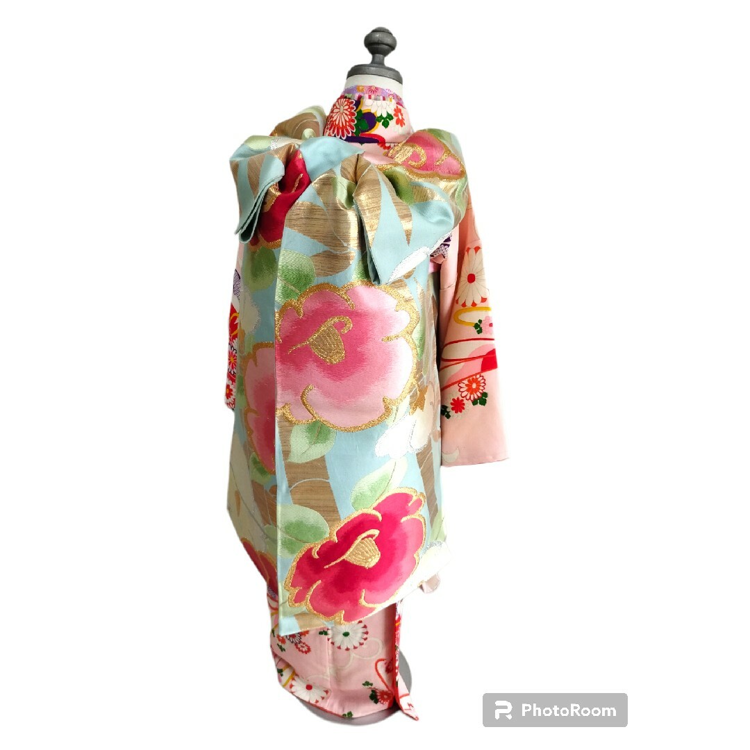 アンティークくすみブルーのだらりの帯☆作り帯の通販 by しの｜ラクマ