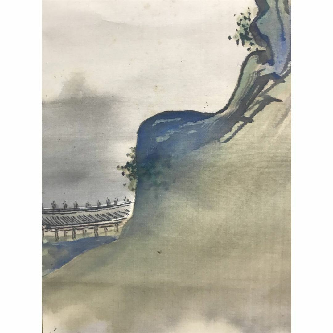 作者不詳/秋景本光城境内図/山水図/人物図/掛軸/名家伝来/AE-157