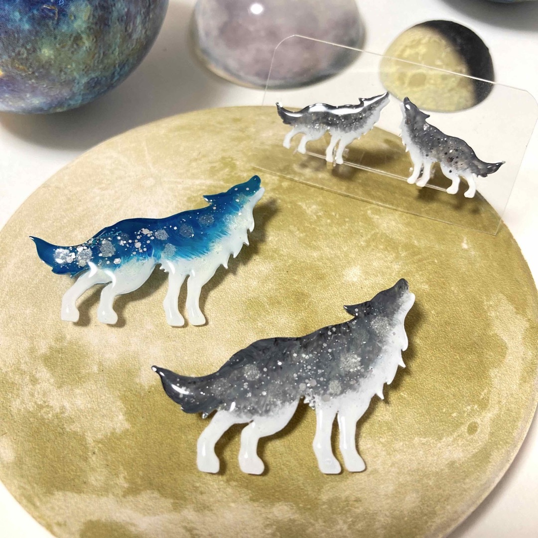 🐺 狼 オオカミ ブローチ ストラップ ハンドメイド アクセサリー 動物
