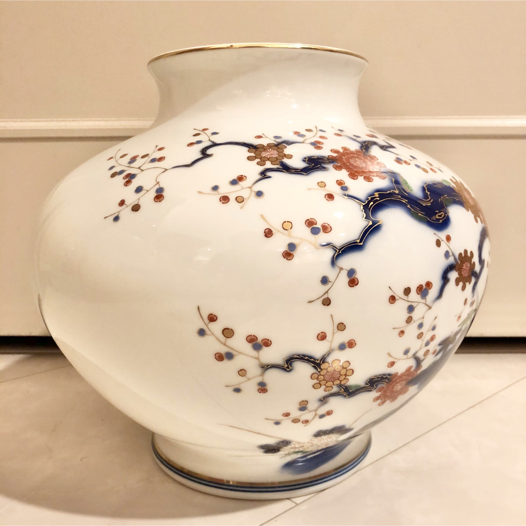 深川製磁 - #13 深川製磁 宮内庁御用達 梅牡丹 花瓶 有田焼窯元 大ぶり