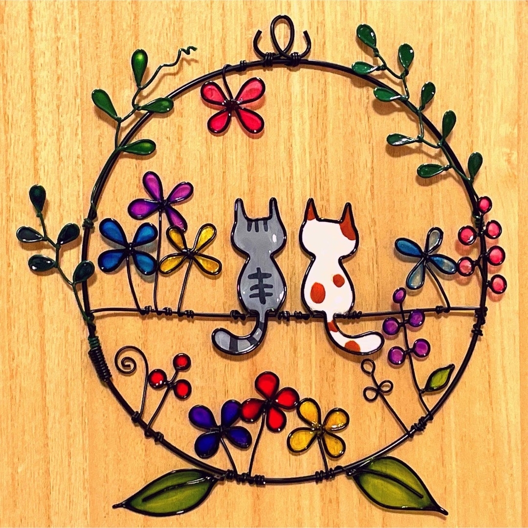 WL NE14 ネコねこ猫】ディップアート ワイヤークラフト ワイヤーアート