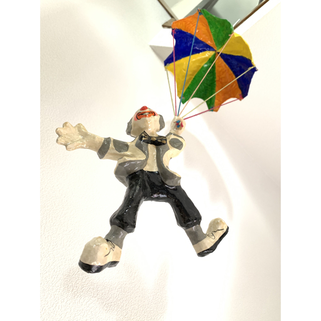 アンティーク 吊り下げ インテリア ピエロ パラシュート オブジェ