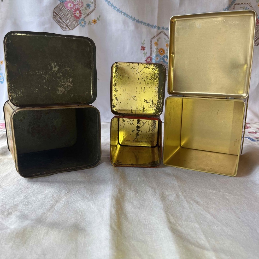 アンティークフタつきブリキ缶3点セットの通販 by Marie's ｜ラクマ