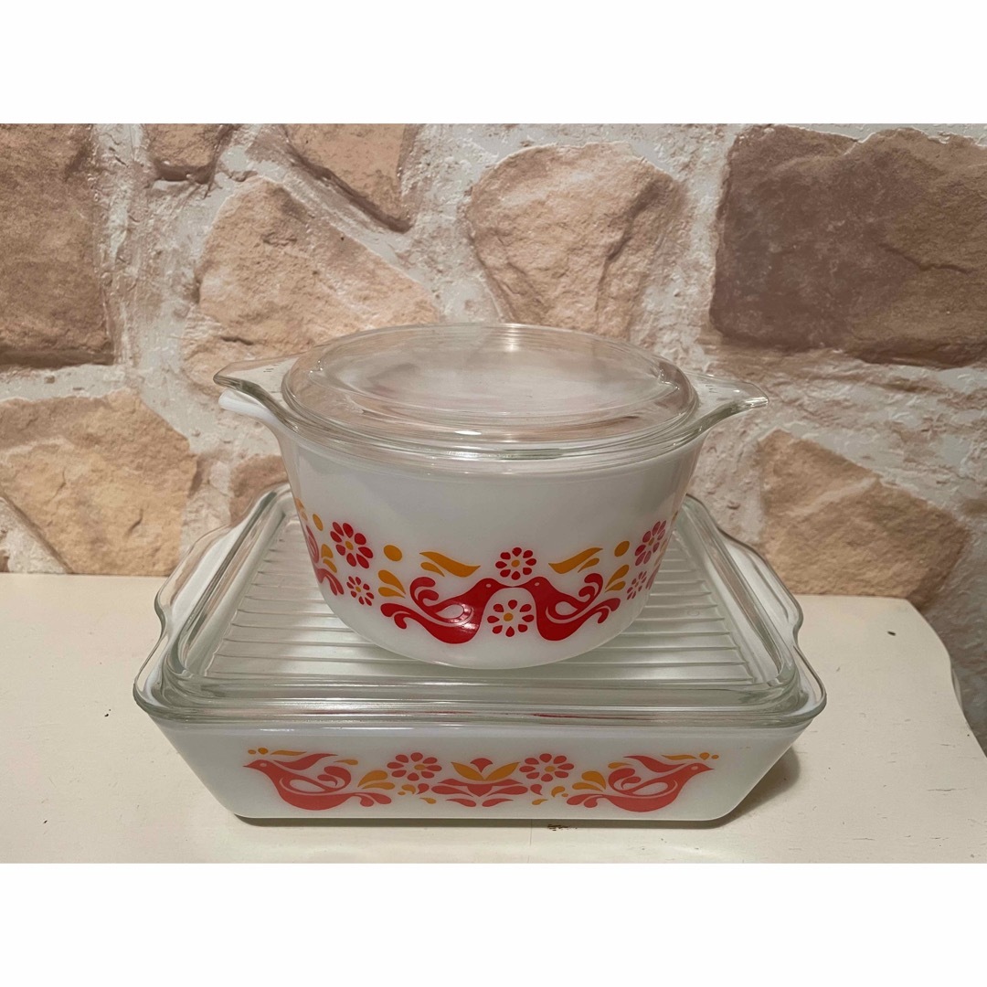 Pyrex - オールドパイレックス フレンドシップ キャセロール＆リフset