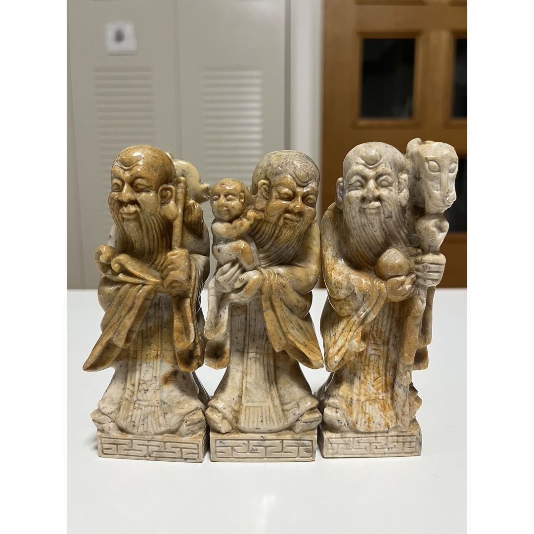 天然マンモス牙美しい手作り彫刻 2寿星公 置物 天然マンモス牙美しい