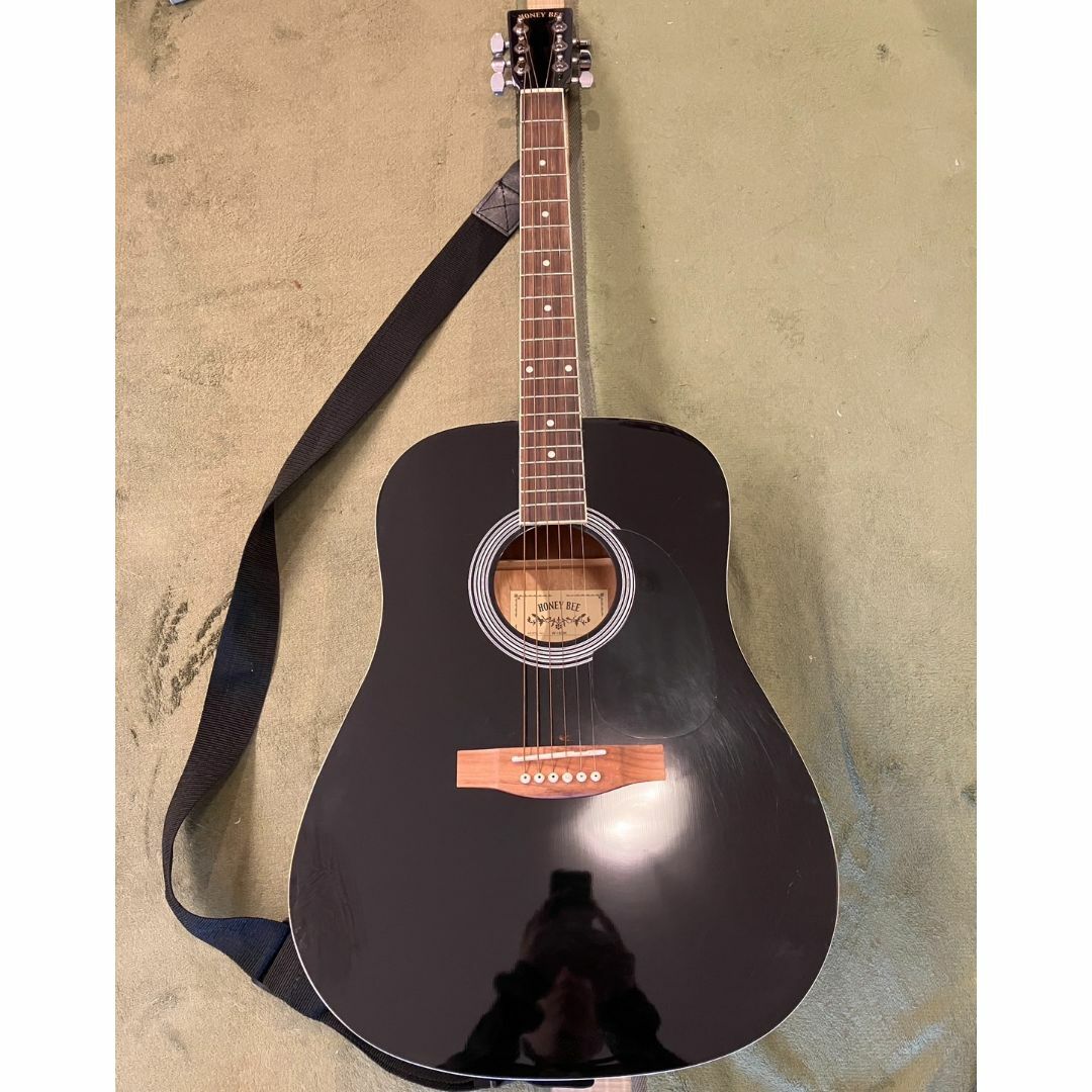 HONEY BEE ハニービー アコースティックギター W-15 黒ケース付き