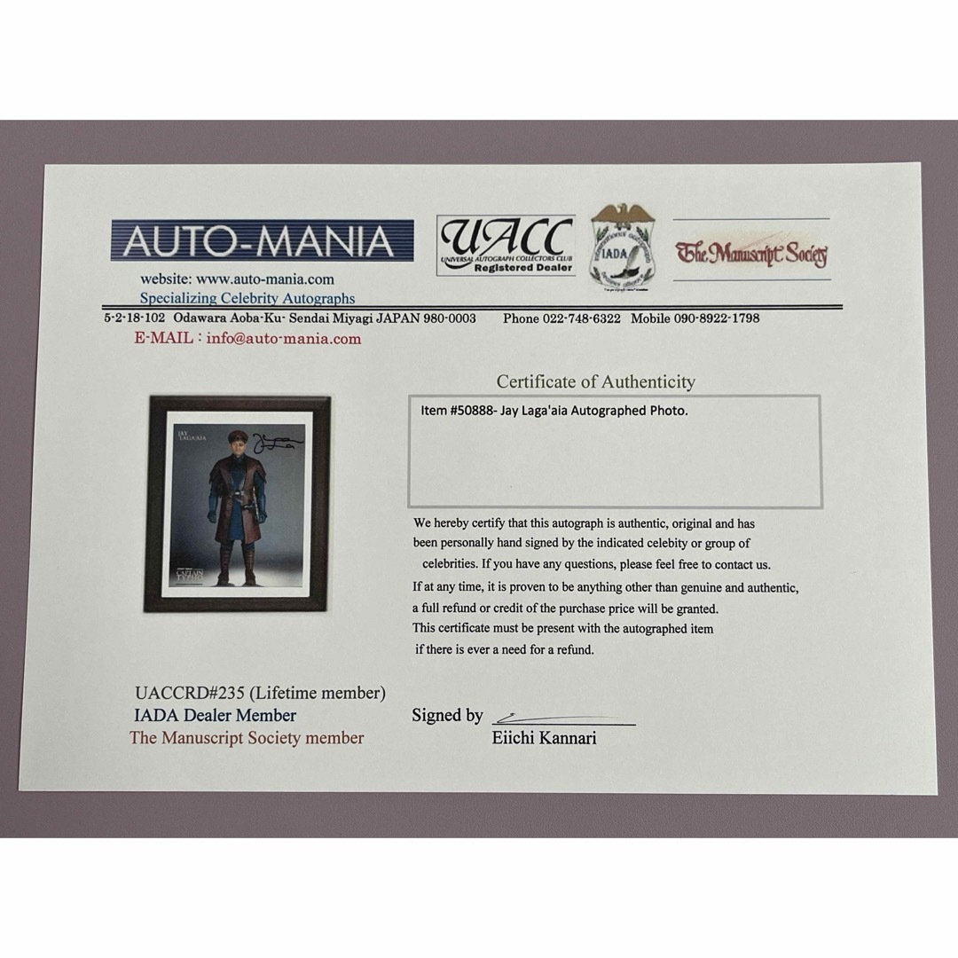 スターウォーズ 直筆サイン グレガー・タイフォ隊長 ジェイ