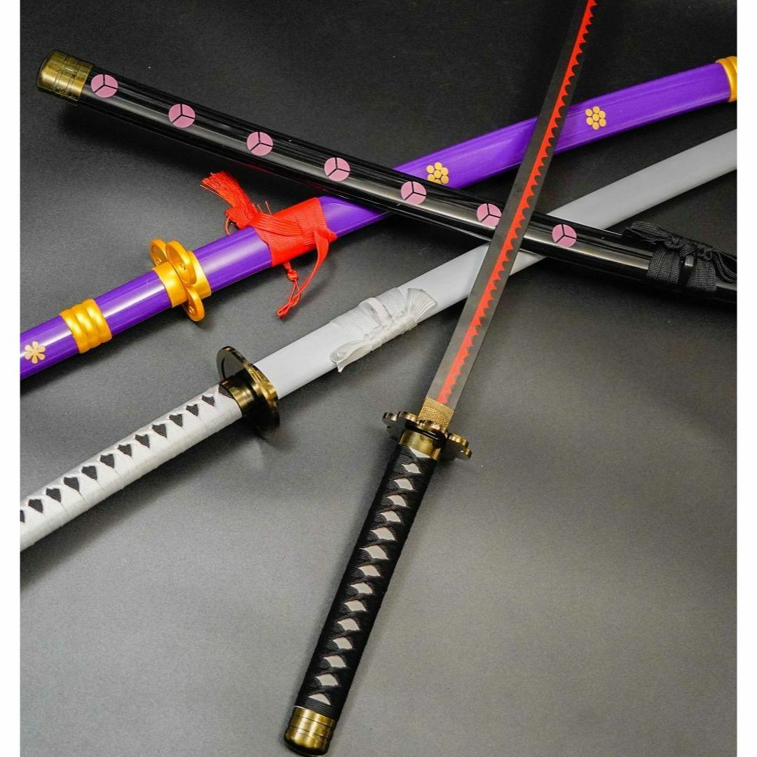 秋水 ゾロ ワンピース 刀 コスプレ 赤黒 金属製 実寸大100cm【現物撮影
