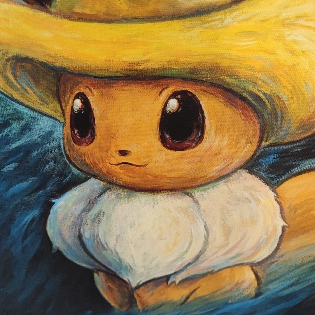 ポケモン - ゴッホ美術館 ゴッホイーブイ キャンバスアート 額縁付の