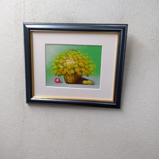 肉質油絵横サムホールパンジー梅沢民雄額装仕上げ品