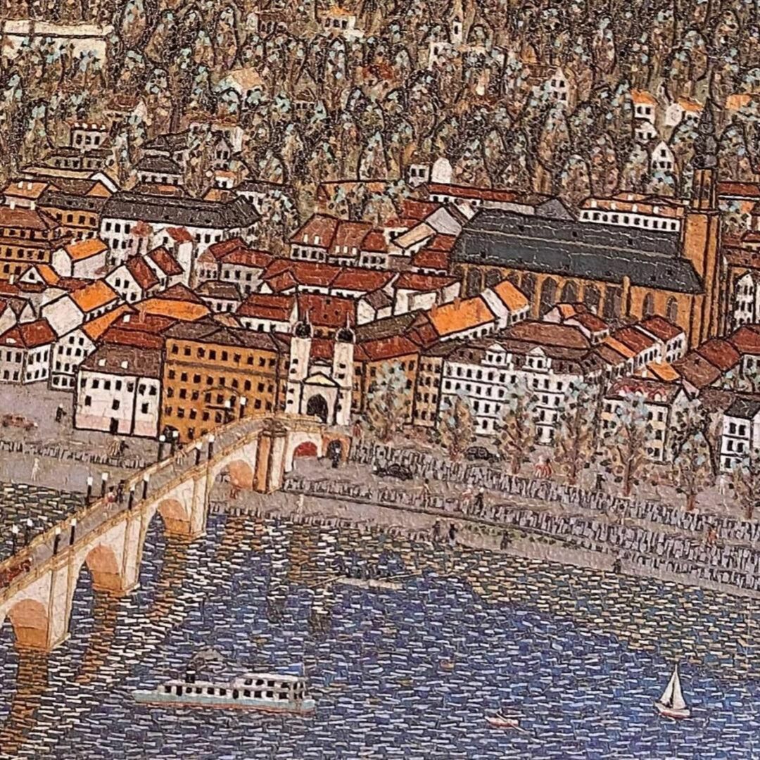 山下清、【ハイデルベルクの古城】、希少な額装用画集より、新品額装付