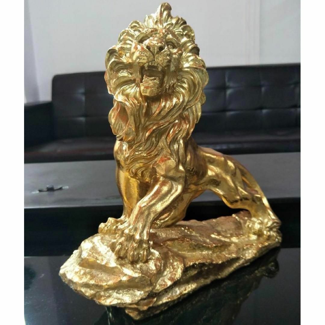 豪華ゴールド黄金百獣の王ライオンオブジェ 置物 インテリア 獅子