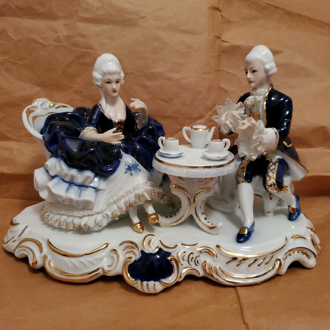 セトノベルティ「ティータイム」 瀬戸焼レース人形 陶器置物 匿名配送