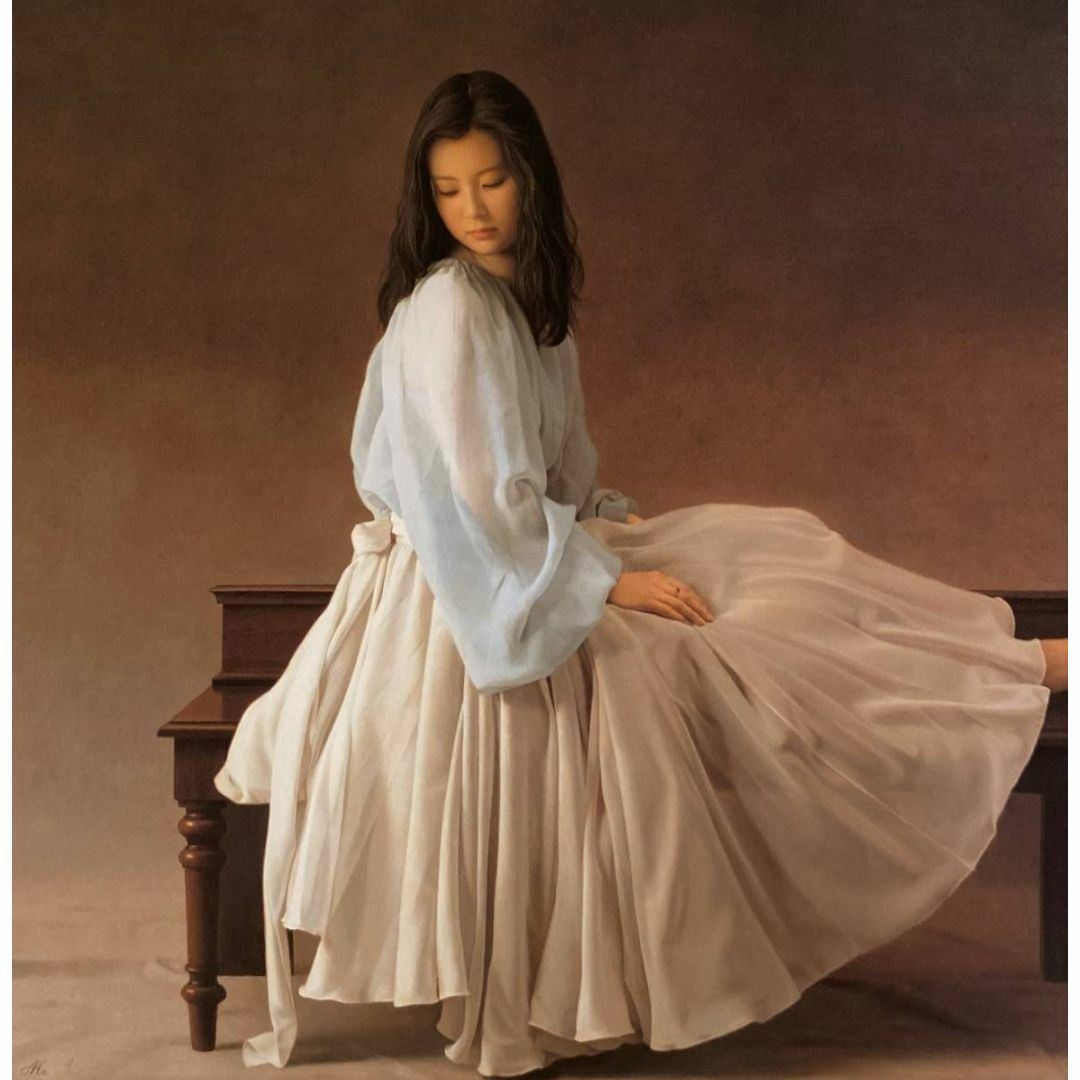 森本草介、「未来」、希少な画集の額装画、オーダーマット付・日本製