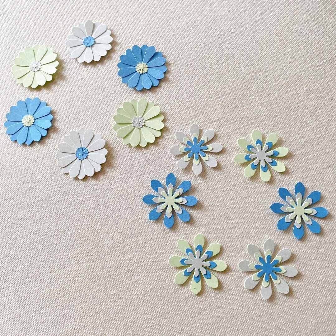 107＊クラフトパンチ 花 アルバム カラフル 飾り 寄せ書き ブルーの