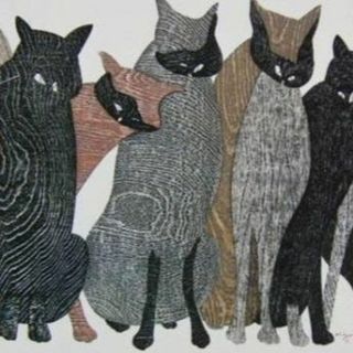 斎藤清、「競艶」、希少な画集の額装画、オーダーマット付・日本製新品