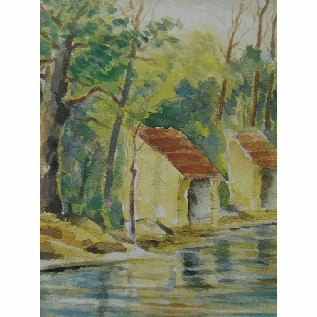 浅井忠、【グレーの洗濯場】、希少な額装用画集より、新品額装付の通販