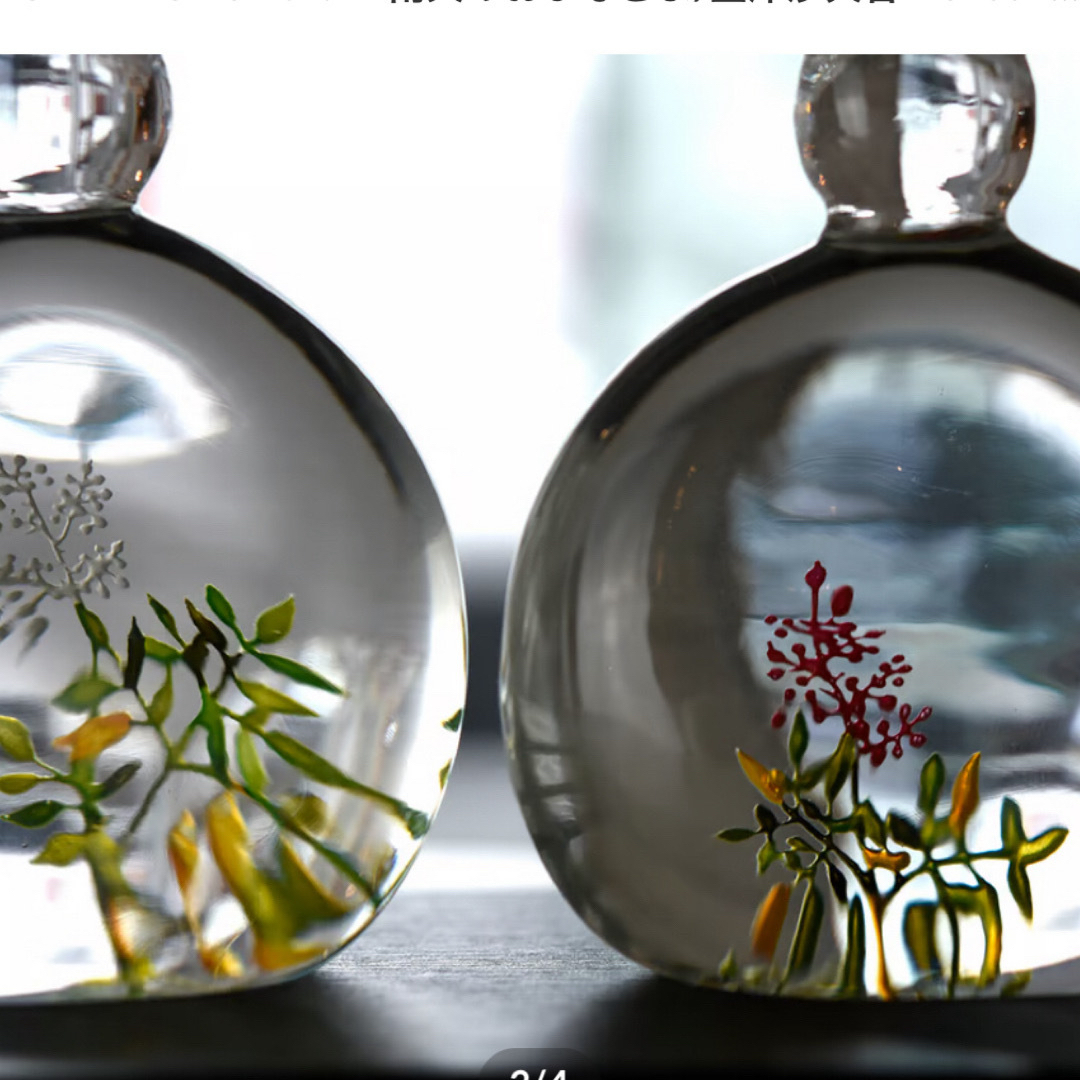 ガラス 作家 金津沙矢香 さん ガラスのお雛様 南天のおひな様の通販 by