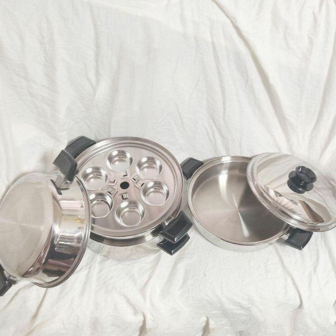 IH対応品 ロイヤルクイーン 新品 Lセット (6QTと大フライパン、付属品