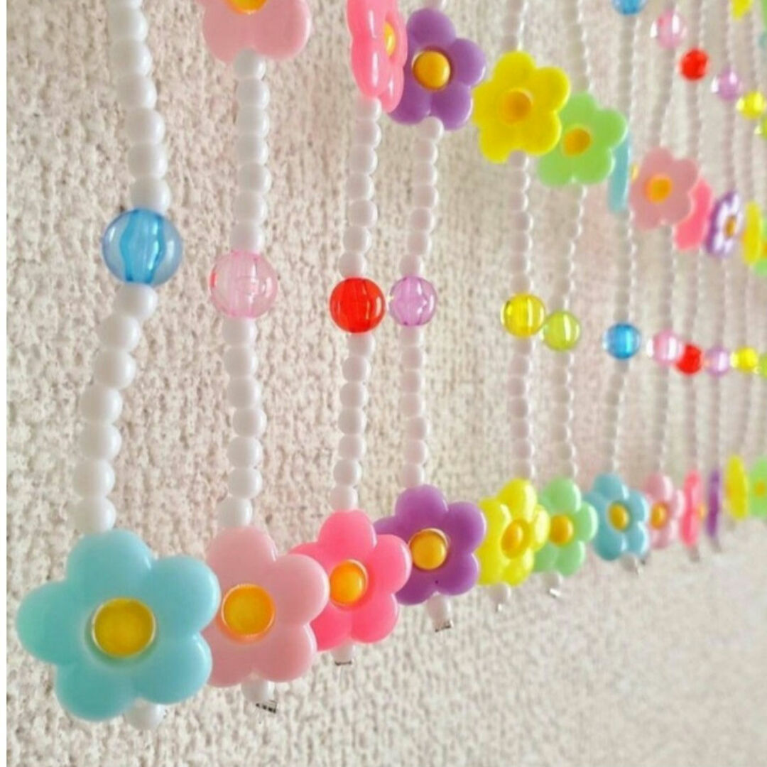 のれん 珠暖簾 昭和レトロ ビーズのれん ビーズカーテン カラフル
