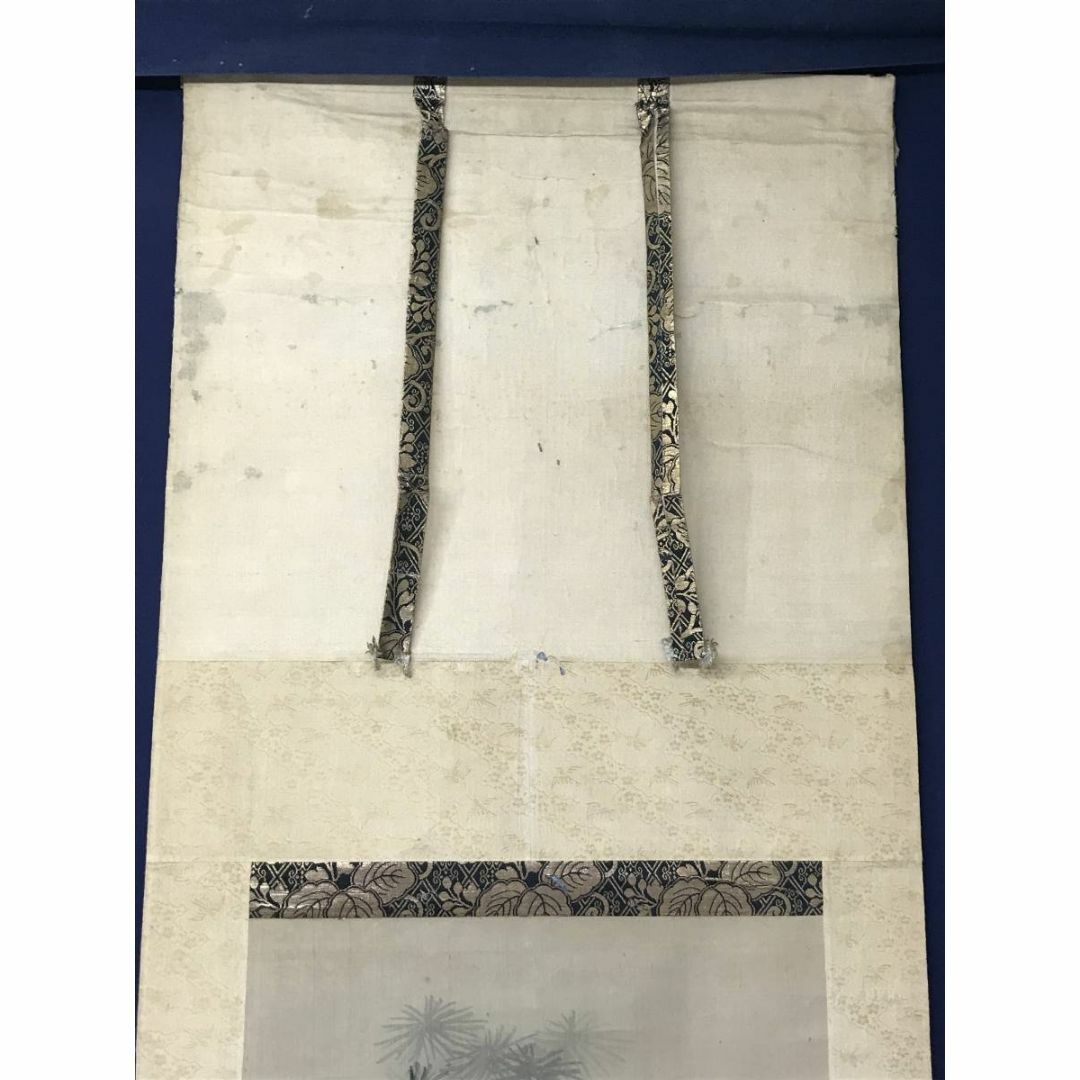 真作/狩野周信/松竹に鶴図/双幅/松鶴図/江戸中期/掛軸☆宝船☆AC-365の