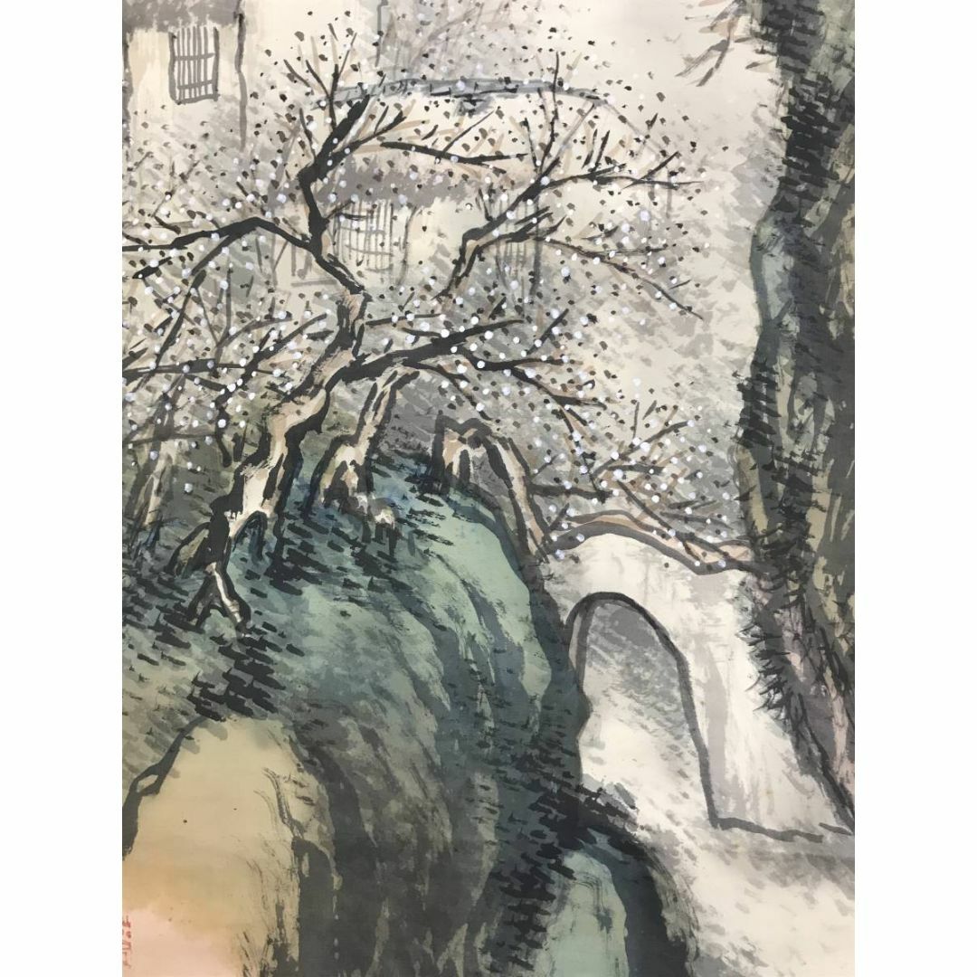 真作/泥谷文景/梅屋山渓図/梅花図/春景図/幽居図/掛軸/名家伝来/AE-11