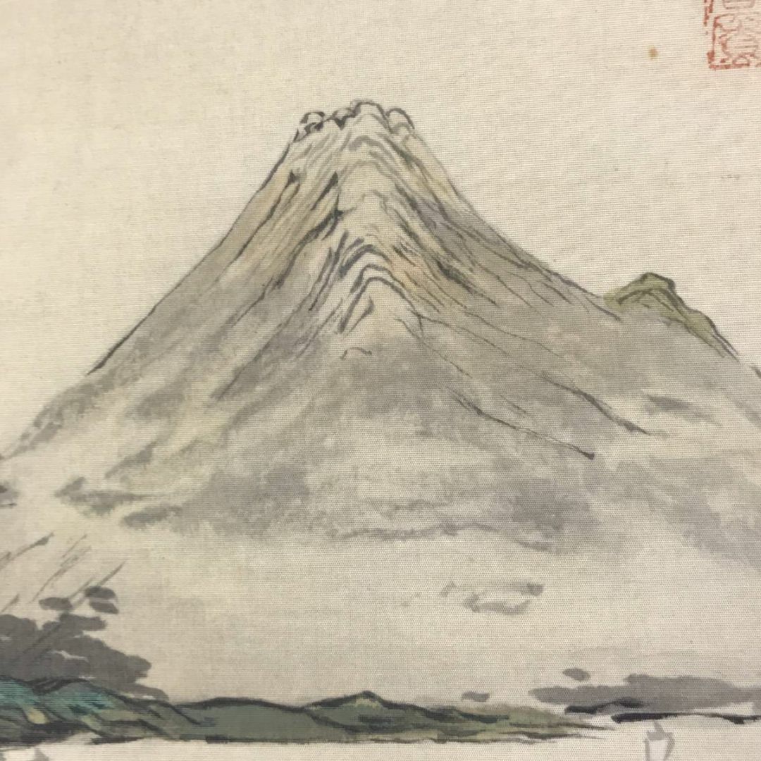 複製/富岡鐵斎/富岡鉄斎/富士山図/横物/工芸品/掛軸☆宝船☆AE-286の