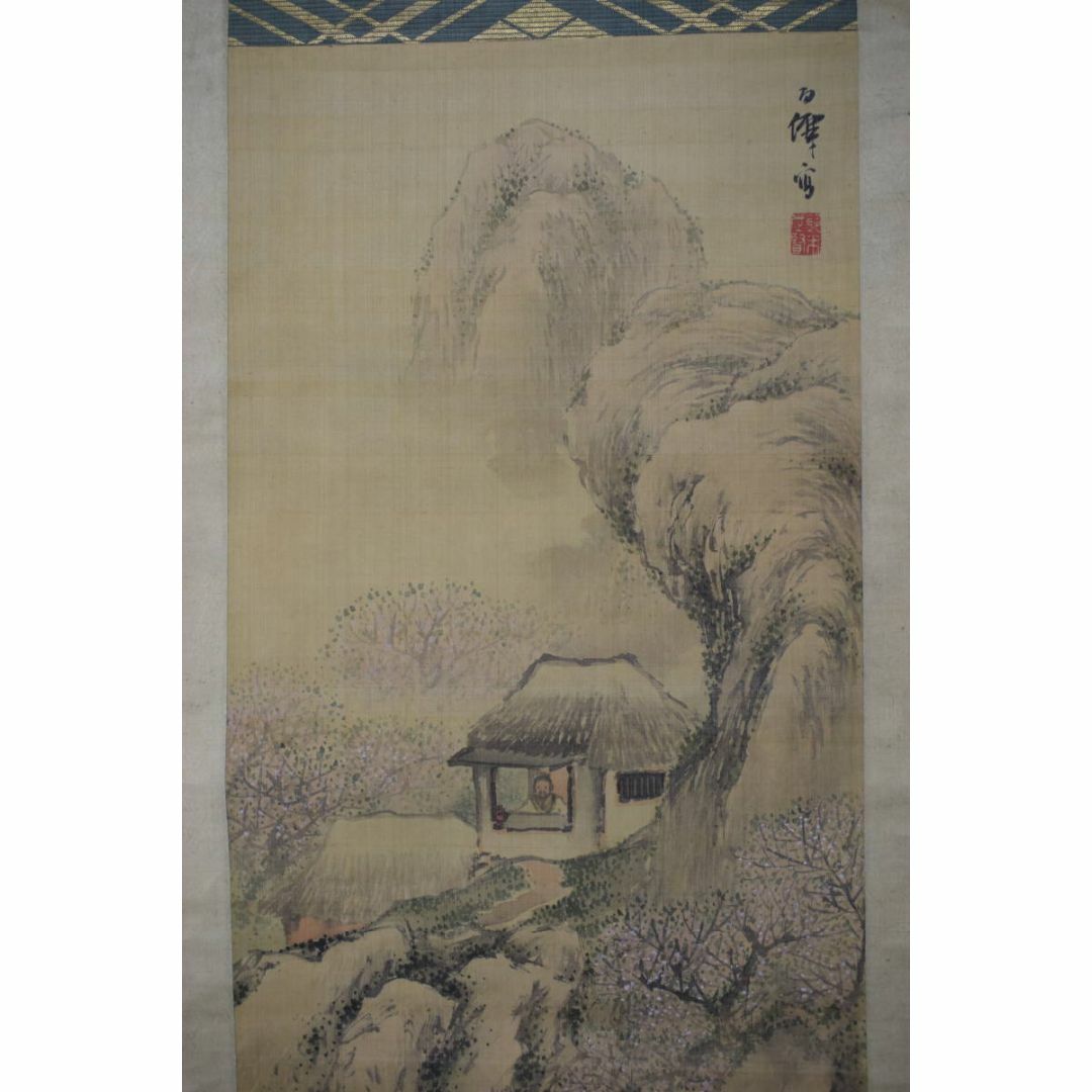 真作/大雪/山水人物図/布袋屋掛軸HI-211 真作/大雪/山水人物図/布袋屋