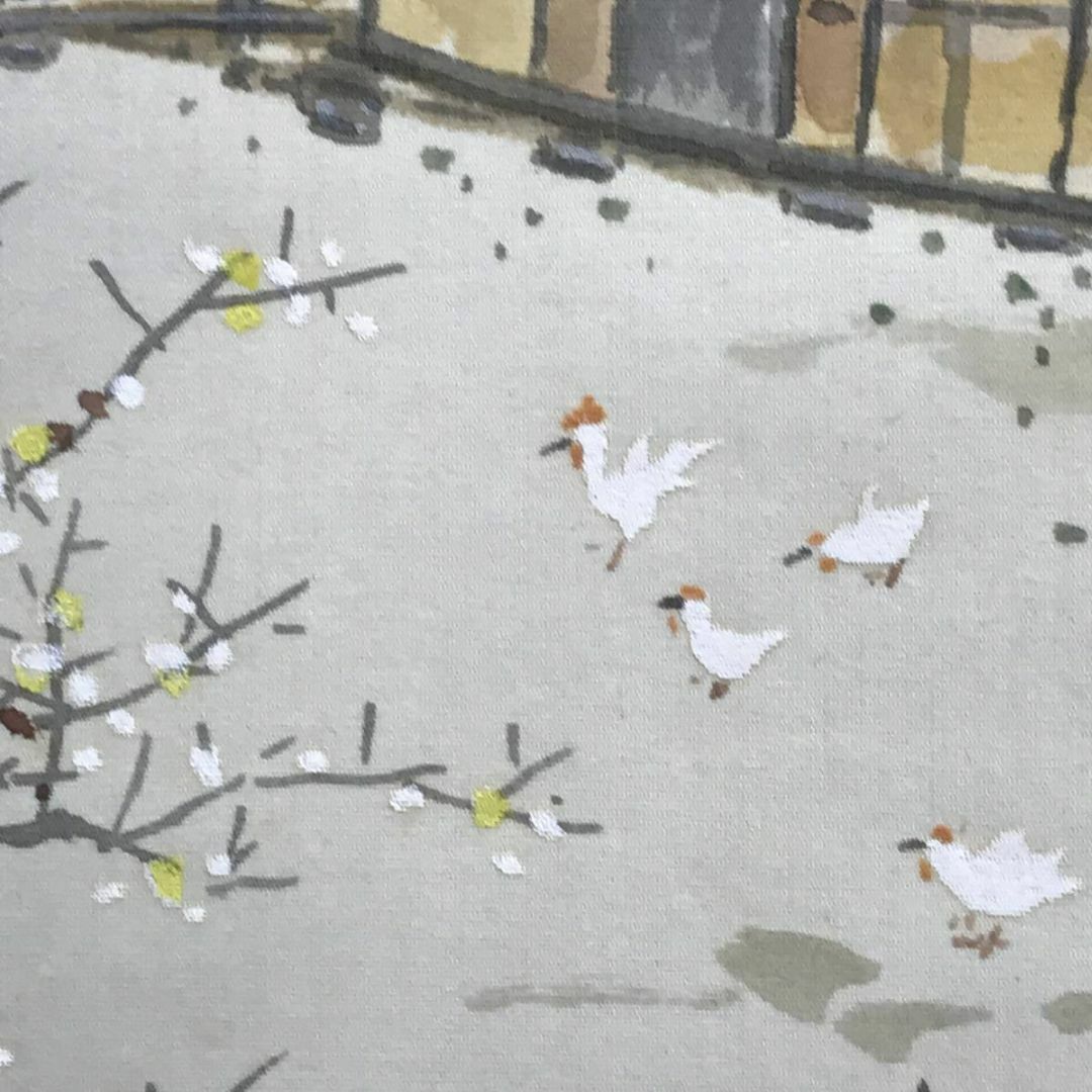 真作/山東光風/早春田家図/山水図/梅花山水図/掛軸☆宝船☆AD-809の