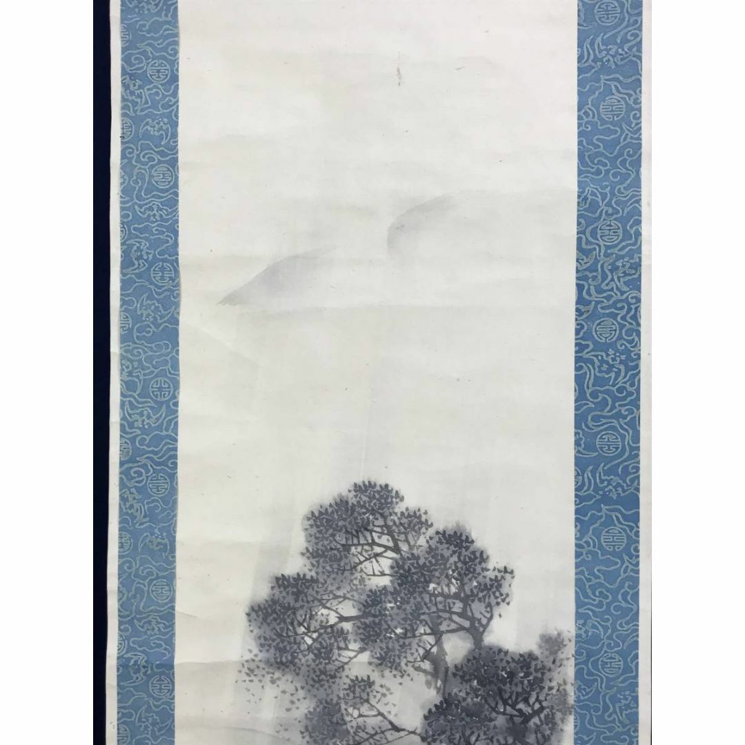 真作/長谷川玉峰/時雨田家図/山水図/5月掛け/掛軸☆宝船☆AE-420の通販