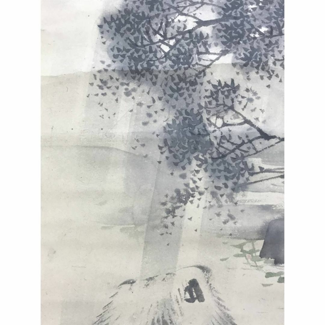 真作/長谷川玉峰/時雨田家図/山水図/5月掛け/掛軸☆宝船☆AE-420の通販