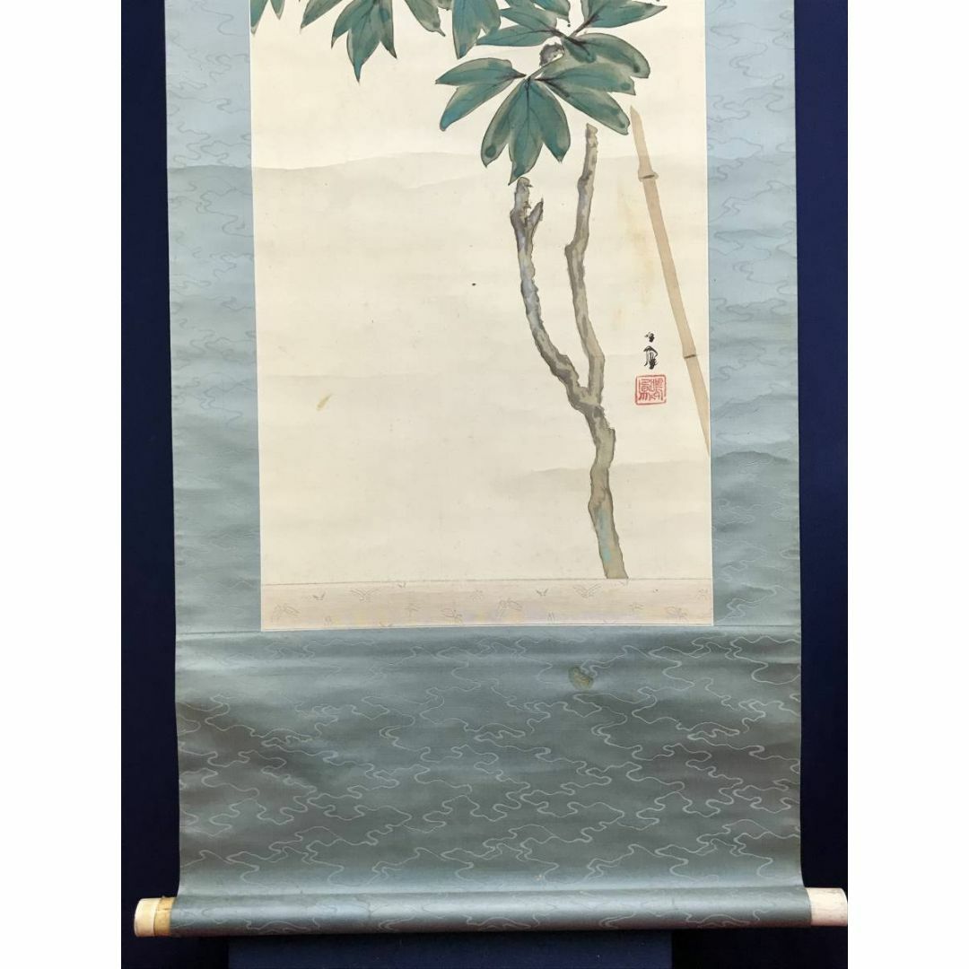 真作】竹内鳴鳳/牡丹に蜂図/ボタン図/花図/掛軸☆宝船☆AD-822の通販