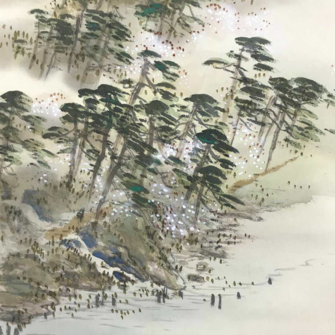 真作/山中芳谷/嵐山春景図/嵐山山水図/山水図/掛軸☆宝船☆AF-92の通販