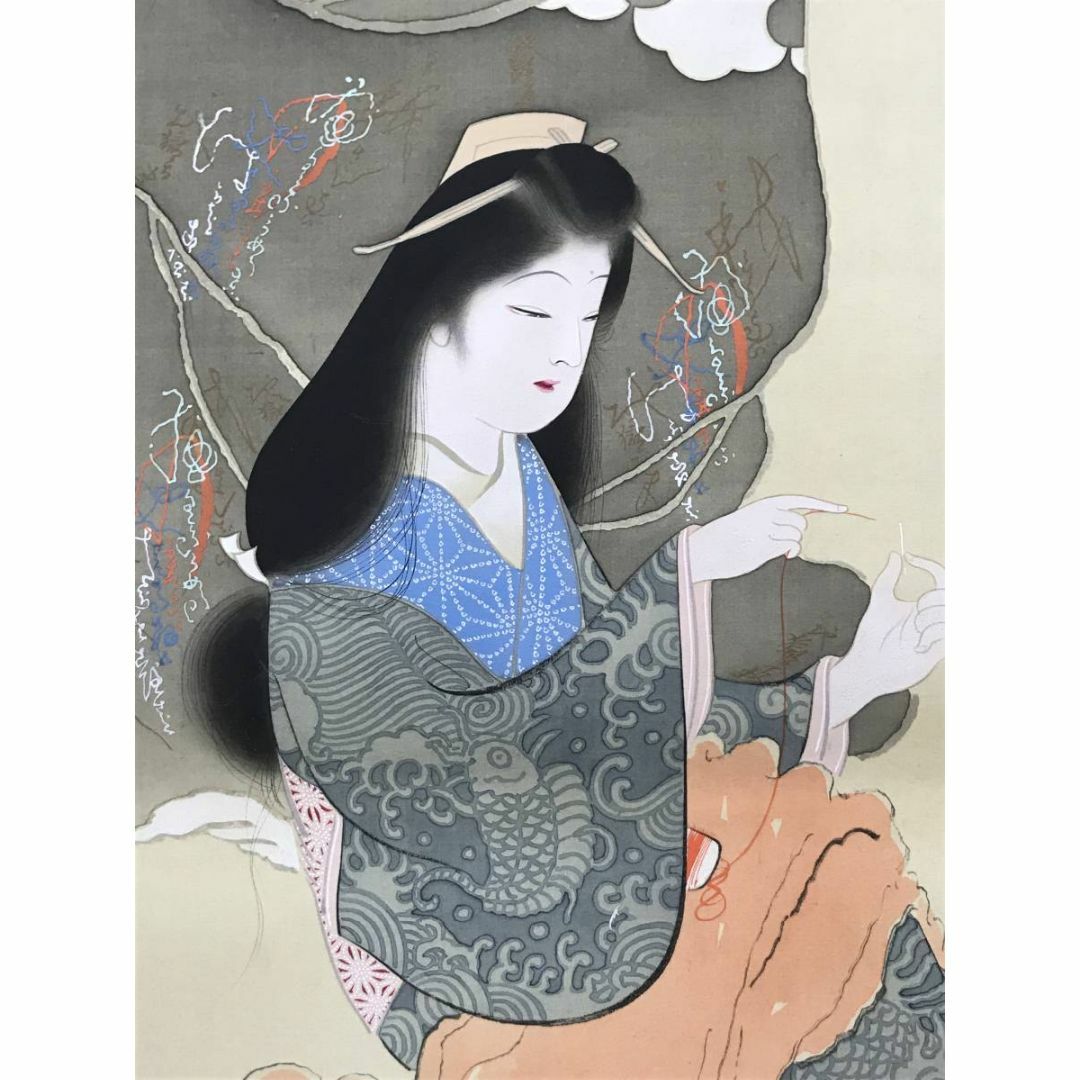 真作】玉鳳/達磨美人図/ダルマ図/美人画/掛軸☆宝船☆AC-444の通販 by