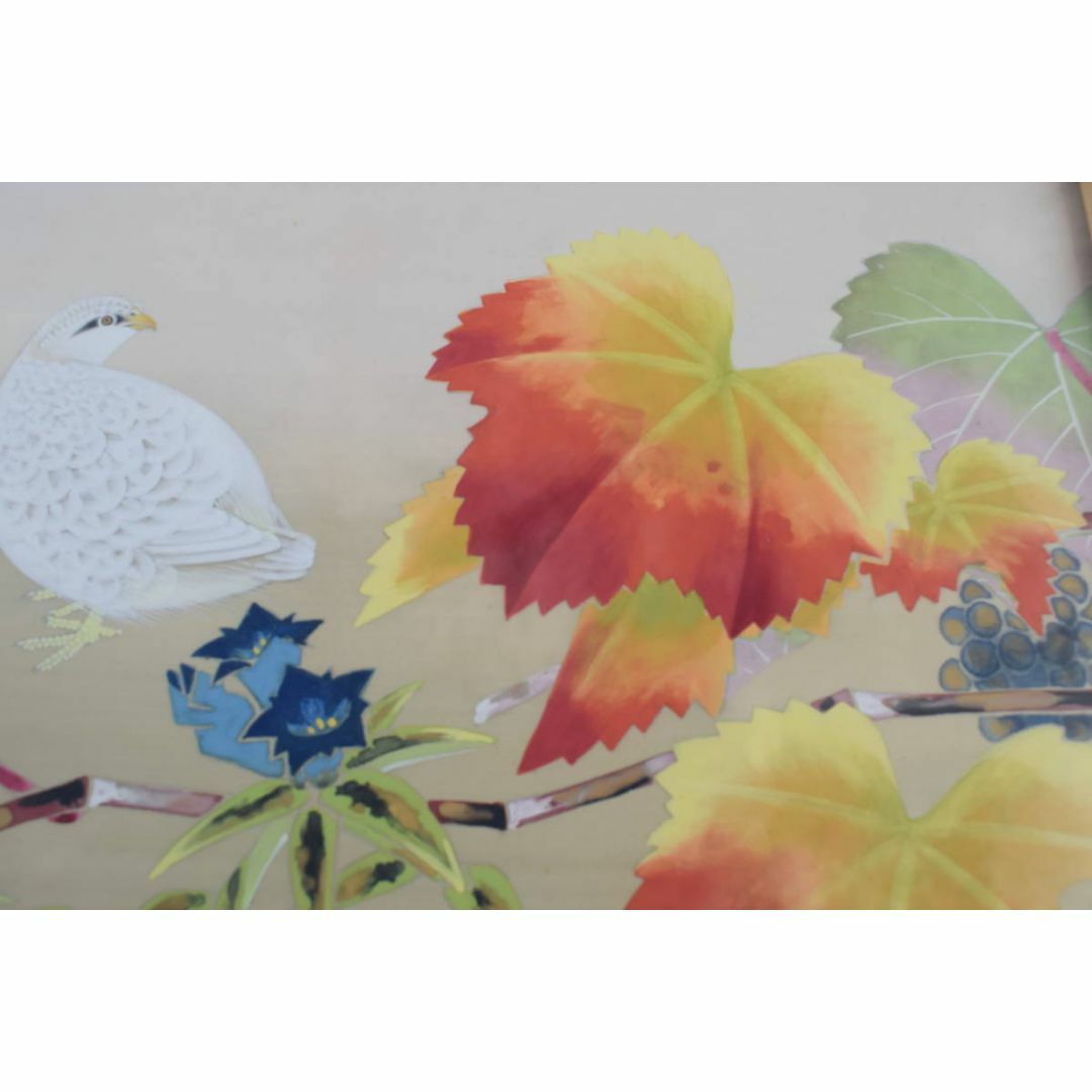 真作】高田美一/花鳥図/紅葉雷鳥図/日本画/掛軸☆宝船☆Y-842の通販 by
