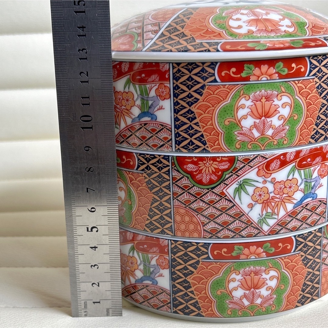 有田焼 - 三洋陶器 龍峰窯 林斎 古伊万里 三段重 蓋付き重ね鉢 金彩