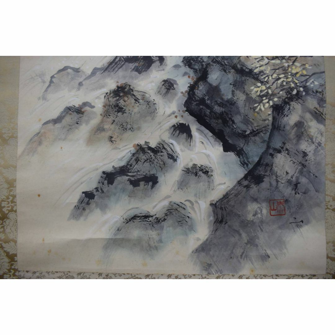 泰山/渓山紅葉図/秋景山水/秋山帰樵図/掛軸☆宝船☆Z-388の通販 by