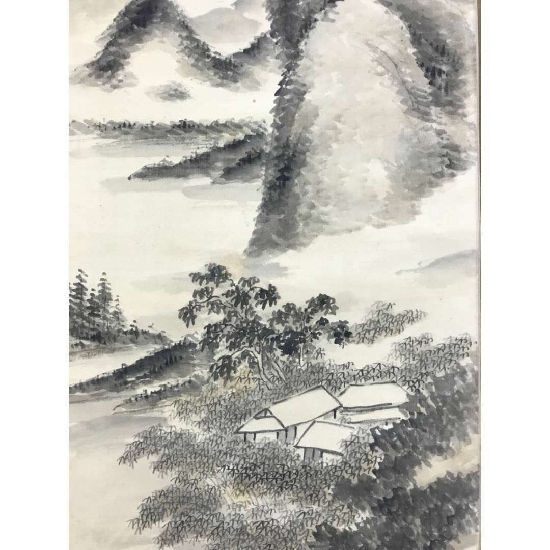 真作/三好藍石/米法山水画賛/山水図/掛軸☆宝船☆AE-405の通販 by 掛軸