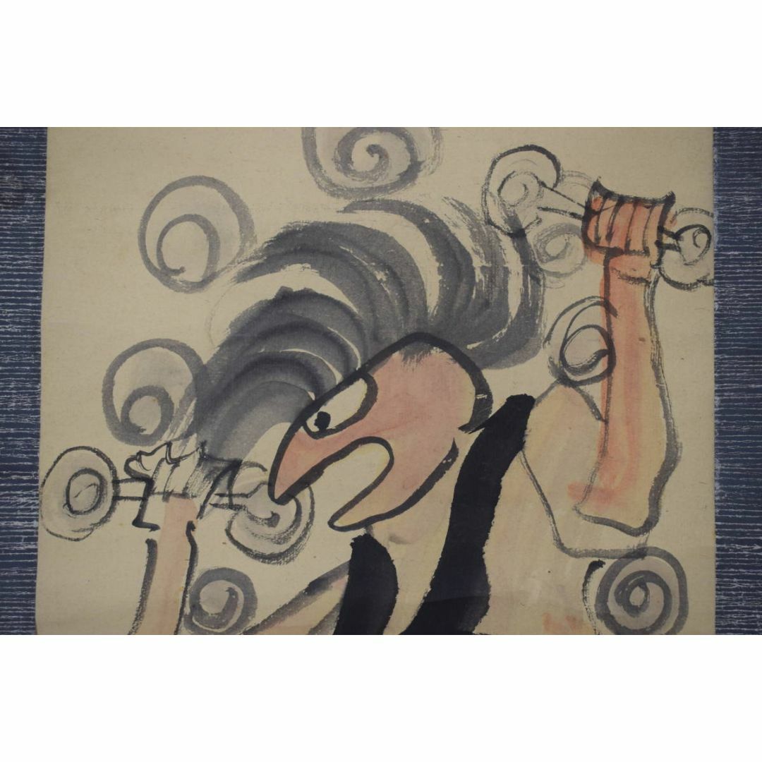 真作】鹿子木孟郎/風神画賛/風神之図/掛軸☆宝船☆Y-758の通販 by 掛軸