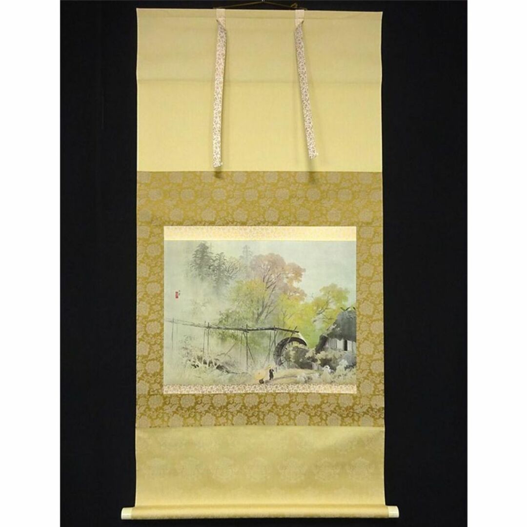 複製画】掛軸 川合玉堂『彩雨』絹本 共箱付 掛け軸 a12074の通販 by 吉