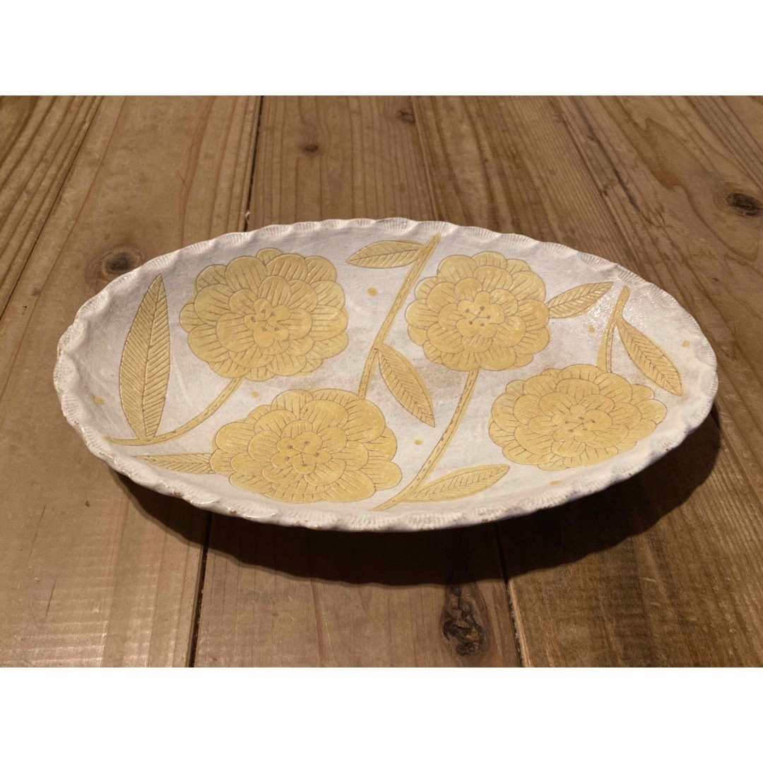 未使用】鹿児島睦さん 手描き楕円皿 花の通販 by プラネット's shop