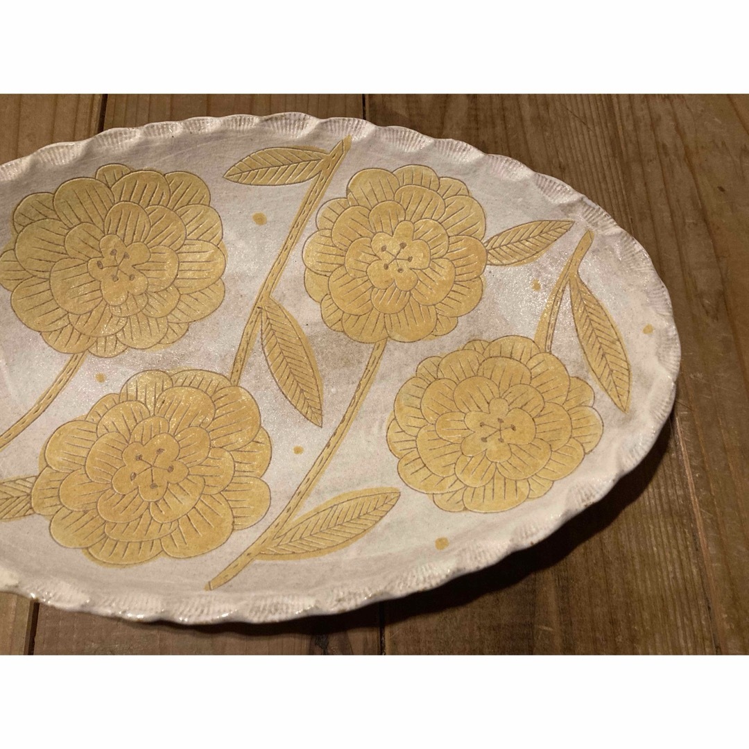 未使用】鹿児島睦さん 手描き楕円皿 花の通販 by プラネット's shop