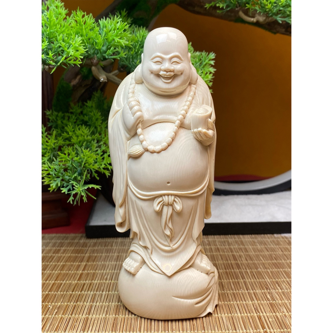 天然マンモス牙美しい手作り彫刻吉祥如意置物 天然マンモス牙美しい