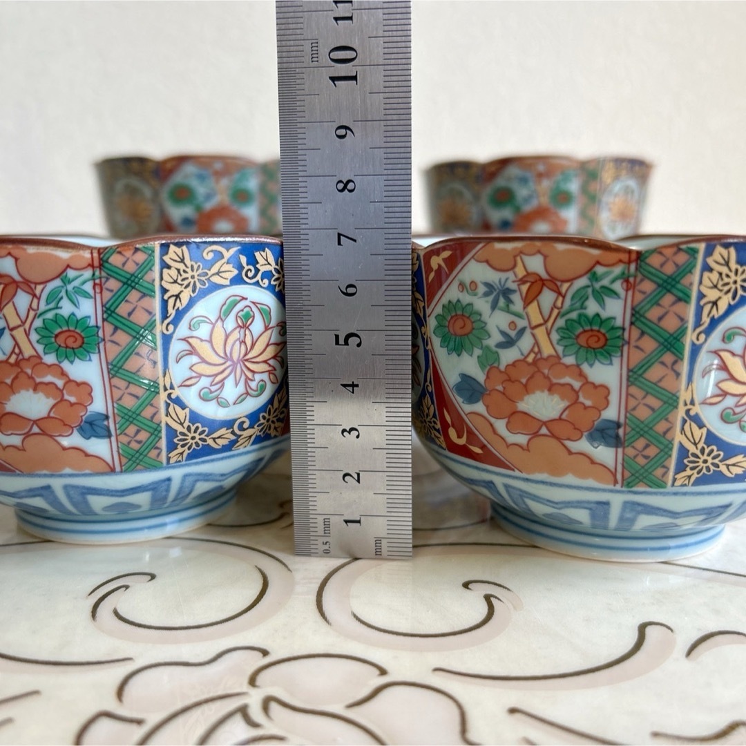 有田焼 - 有田焼 両千窯 金彩古伊万里 輪花揃 5枚セット 小鉢 煮物鉢