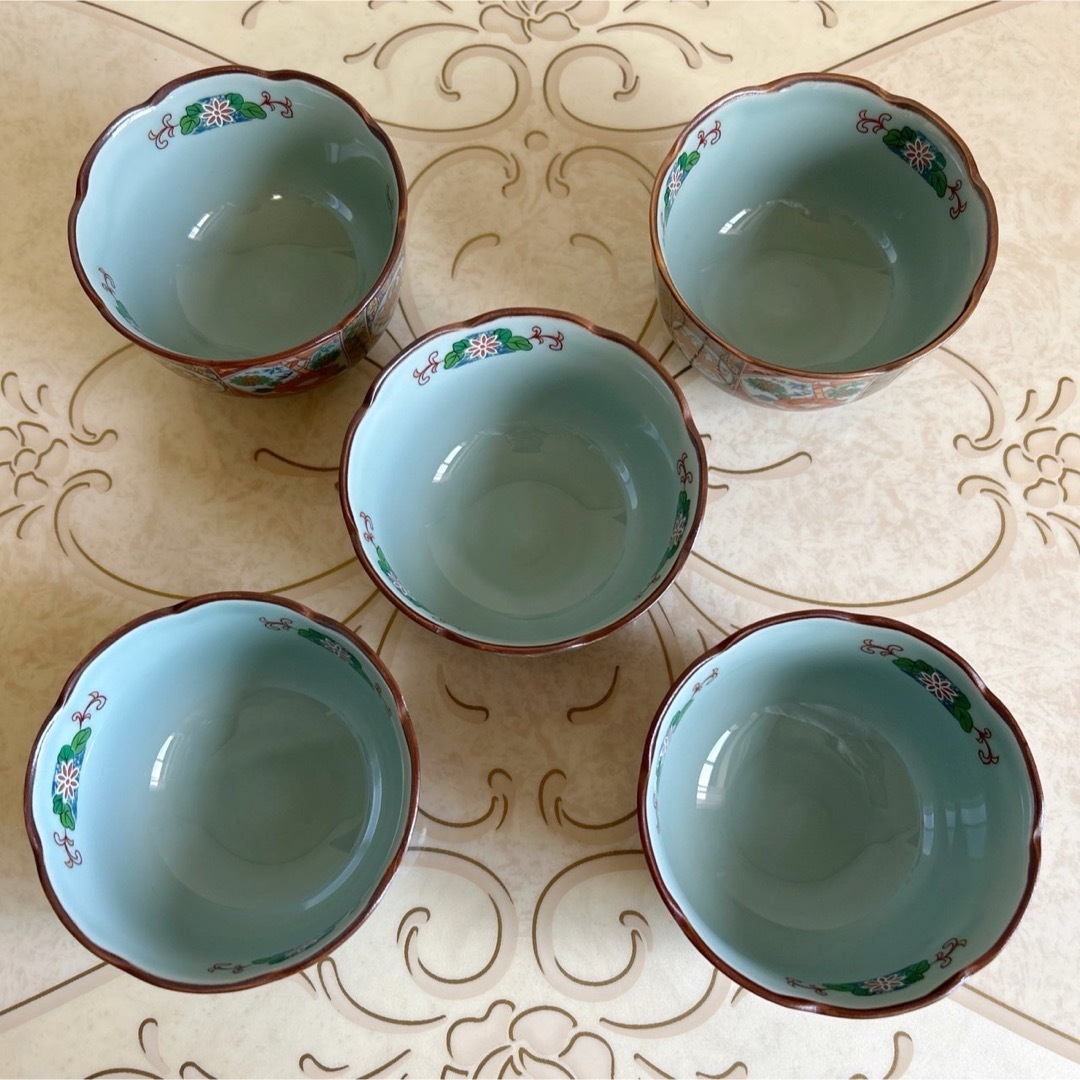 有田焼 - 有田焼 両千窯 金彩古伊万里 輪花揃 5枚セット 小鉢 煮物鉢