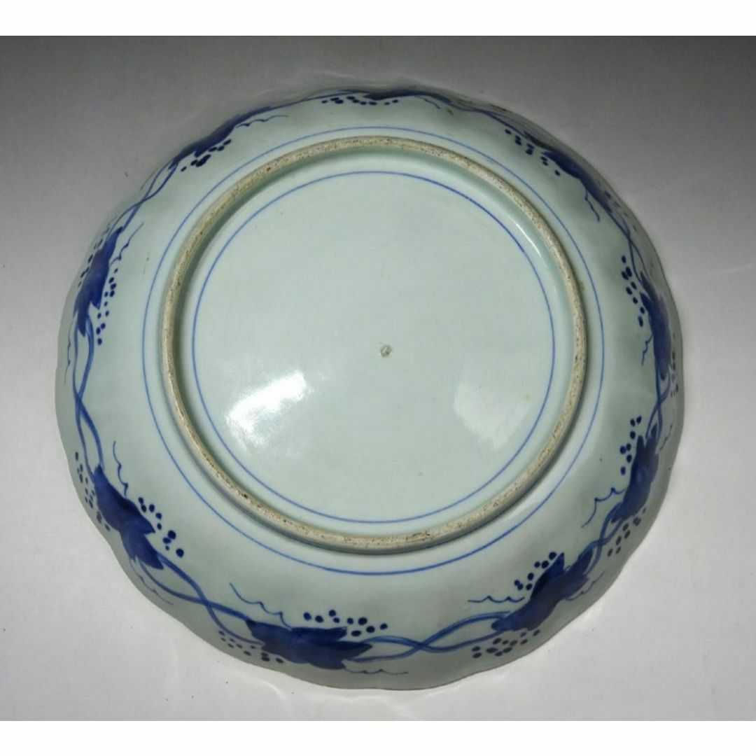 時代物 古伊万里 染付 大皿 幅約31.5cm 古陶磁 p95232